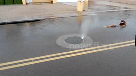 Manhole cover pushed up by storm in Phoenix, Arizona
