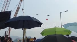 Hong Kong protesters boo Chinese flag