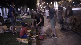 Taxis camp out along central Madrid thoroughfare as strike intensifies