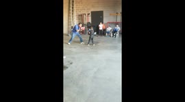 My 7 year old son hitting the mits