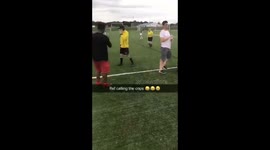 Soccer ref trying to fight player