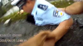 湖北建始  民警坠身危桥破洞 为保护他人拒绝救援