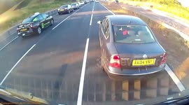 Moment HGV smashes into lorry and narrowly avoids multi-car pile-up near Gatwick