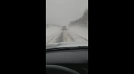 Following snowplow on interstate