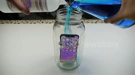 What happens when you pour superglue, baking soda and water on an iPhone X?