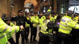 Pro-Kurdish protesters clash with police at King's Cross station