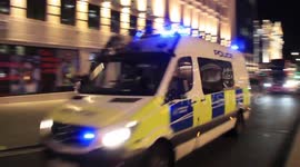 Multiple Police vans responding in London during the Million Masked March