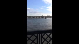 Boat police chase on the river Thames after four jet skiers