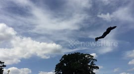 Bestival human cannonball in slow motion
