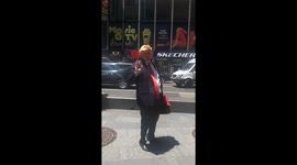 Donald trump walking around New York