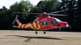 Essex Herts Air Ambulance Taking off after medical