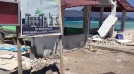 Wreckage on Indonesian Beach after Lombok Earthquake