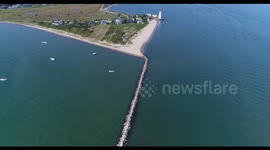 Drone footage Mouth of CT River LightHouse