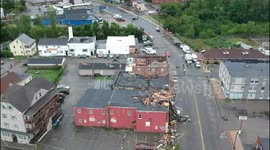 Aerial footage captures aftermath of tornado in Webster, Massachusetts