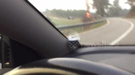 Volvo car burning in flames