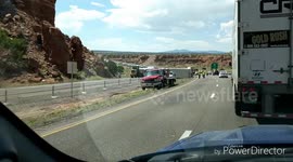 Overturned Semi New Mexico block entire highway I-40
