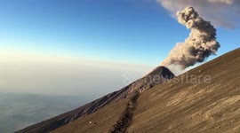 On the top of volcano Acatenango. Amazing view on Fuego