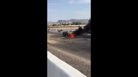 Truck on fire on highway