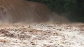 Closeup of Hollins Mill Dam Flooding - Lynchburg, VA