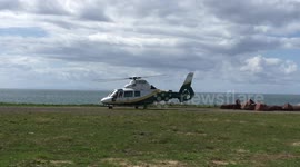 Great North Air Ambulance leaving St Bees, Cumbria