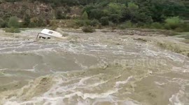 Caravan washed down river amid heavy floods in south of France
