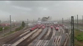 Storm tears roof off station in Germany