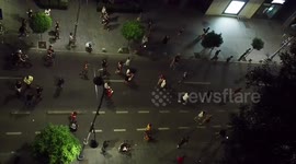 Overhead shot of Bucharest protesters