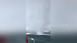 Twister hits yachts anchored off Spanish island