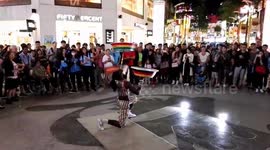 Street Performance in Busy Street of Ximending Taipei Taiwan