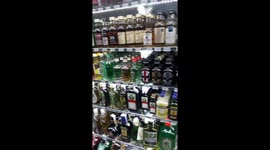 Big line of alcoholic Beverages in a touristy shop