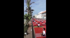 Indian students at the International Yoga Day