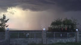 Time-lapse of severe summer storm producing a lot of lightning