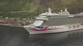 Drone Footage of P&O Flsgship Britannia in Flam Norway 2018