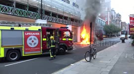 Bus catches fire outside Paddington Station