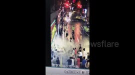 Terrifying scene as billboard collapses on top of pedestrians killing three