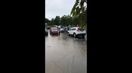 Parking lot flooded at work