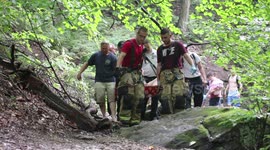Firefighters, EMS, and Police Perform Water Rescue Followed by Helicopter Transport