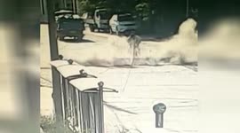 Two injured when road 'explodes' in heatwave