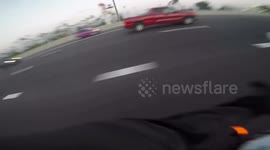 Ford Ranger Crashes and Spins Into Barrier + Motorcycle Near Miss
