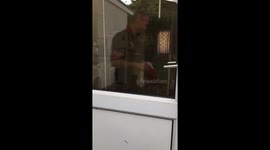 Dog uses invisible trampoline to beg to come outside