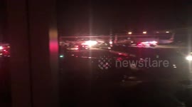 Fire department on runway as power outage leaves commuters in darkness at Reagan National Airport