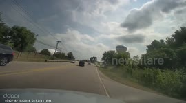 Driver narrowly avoids catastrophe after stray spare tyre hits vehicle
