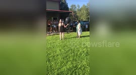 Partygoers scream as gender reveal balloon floats away before it’s popped