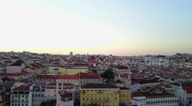 Lisbon Drone Reveal Shot - Downtown Lisbon Portugal
