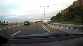 Volvo driver uses hard shoulder for no reason.