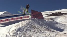 Delicate little snowflake breaks his skis