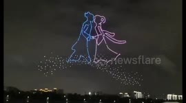 777 luminous drones display love legend on Chinese Valentine’s Day