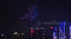 777 luminous drones display love legend on Chinese Valentine’s Day