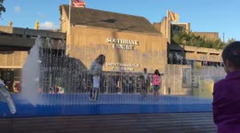 Fun in the fountains at the Southbank Centre in London