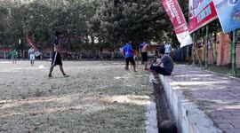 they want to play football, they are forced to take advantage of the vast land that has water gutters and lighting poles